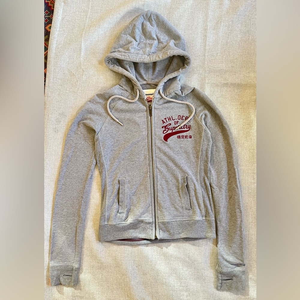 Superdry gray zip-up hoodie